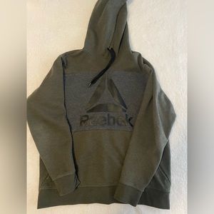 men’s reebok hoodie, green gray, men’s large, good condition